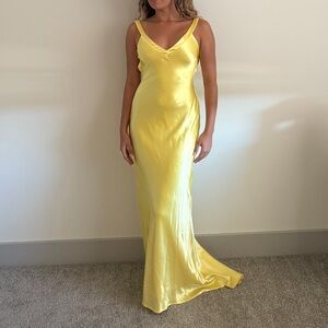 Elegant Yellow Satin Dress